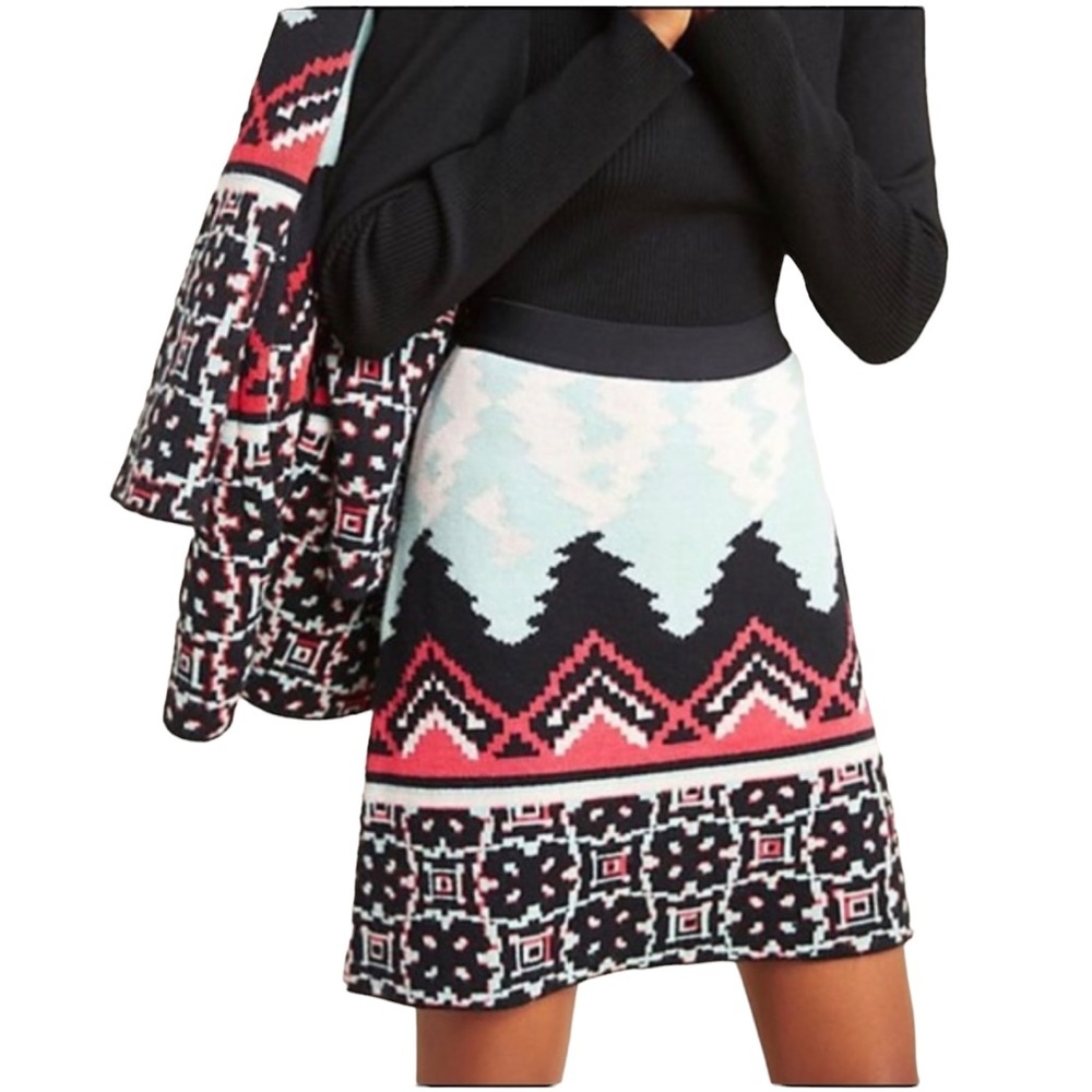 Anthropologie Aldomartins Alpaca Blend Sweater‎ Mini Skirt Fair Isle Boho S